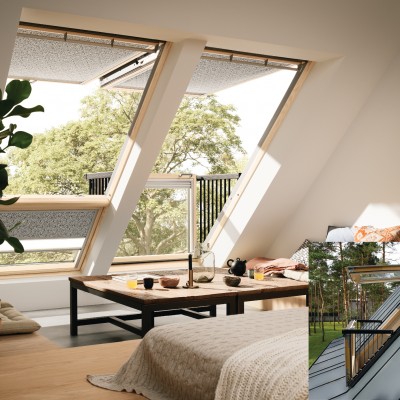 VELUX Exemplificarea modului de utilizare a ferestrei mansarda ce se transforma in balcon - Solutii pentru