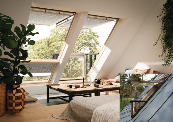 VELUX Exemplificarea modului de utilizare a ferestrei mansarda ce se transforma in balcon - Solutii pentru
