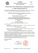 Certificat de constanta a performantei pentru produse fabricate din vata minerala de sticla ISOVER