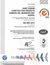 Certificat ISO 9001:2015 pentru vata minerala