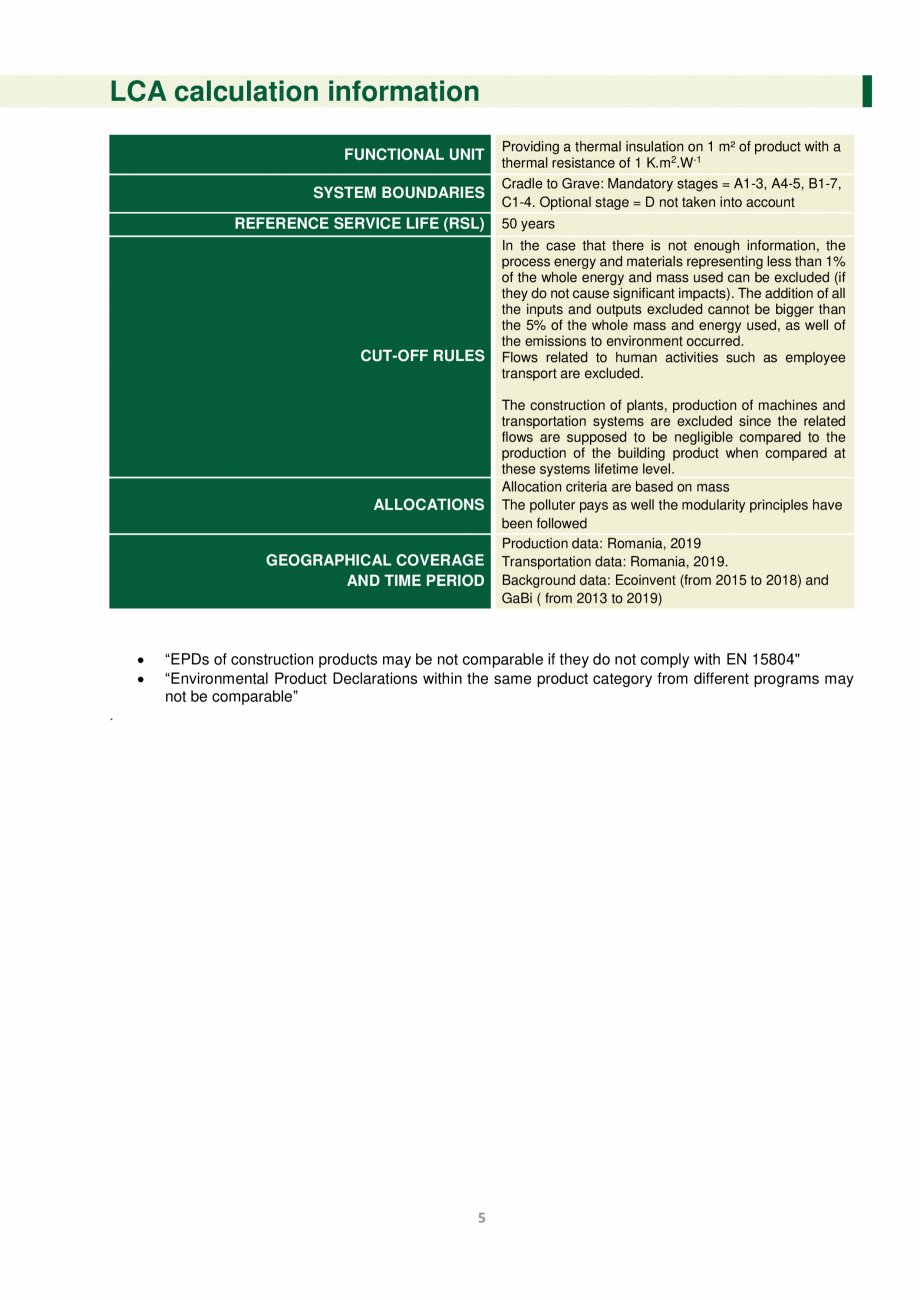 Pagina 5 - Declaratie de mediu pentru vata de sticla ISOVER DOMO Certificare produs Engleza 
AKUSTO ...