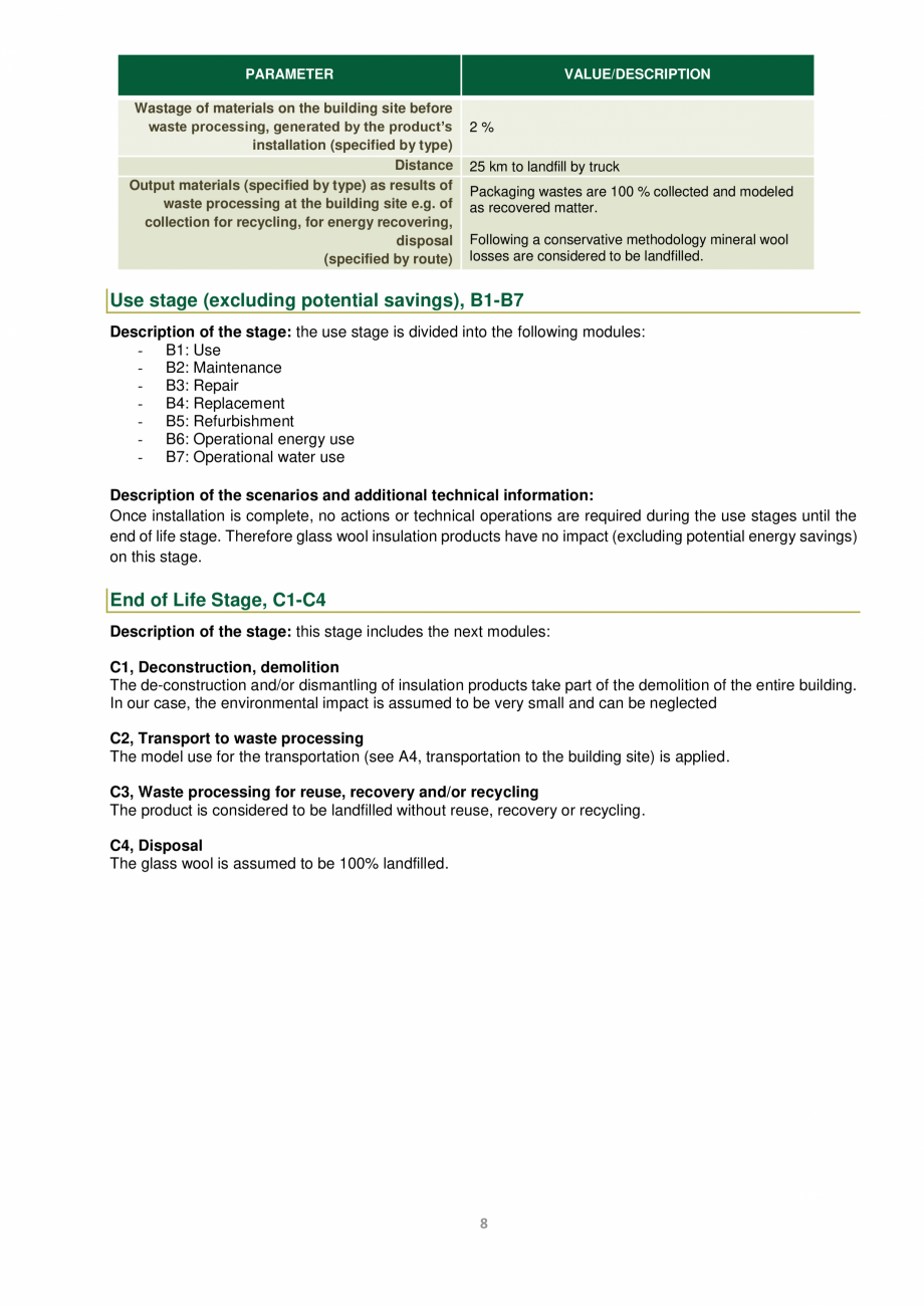 Pagina 8 - Declaratie de mediu pentru vata de sticla ISOVER DOMO Certificare produs Engleza gible...
