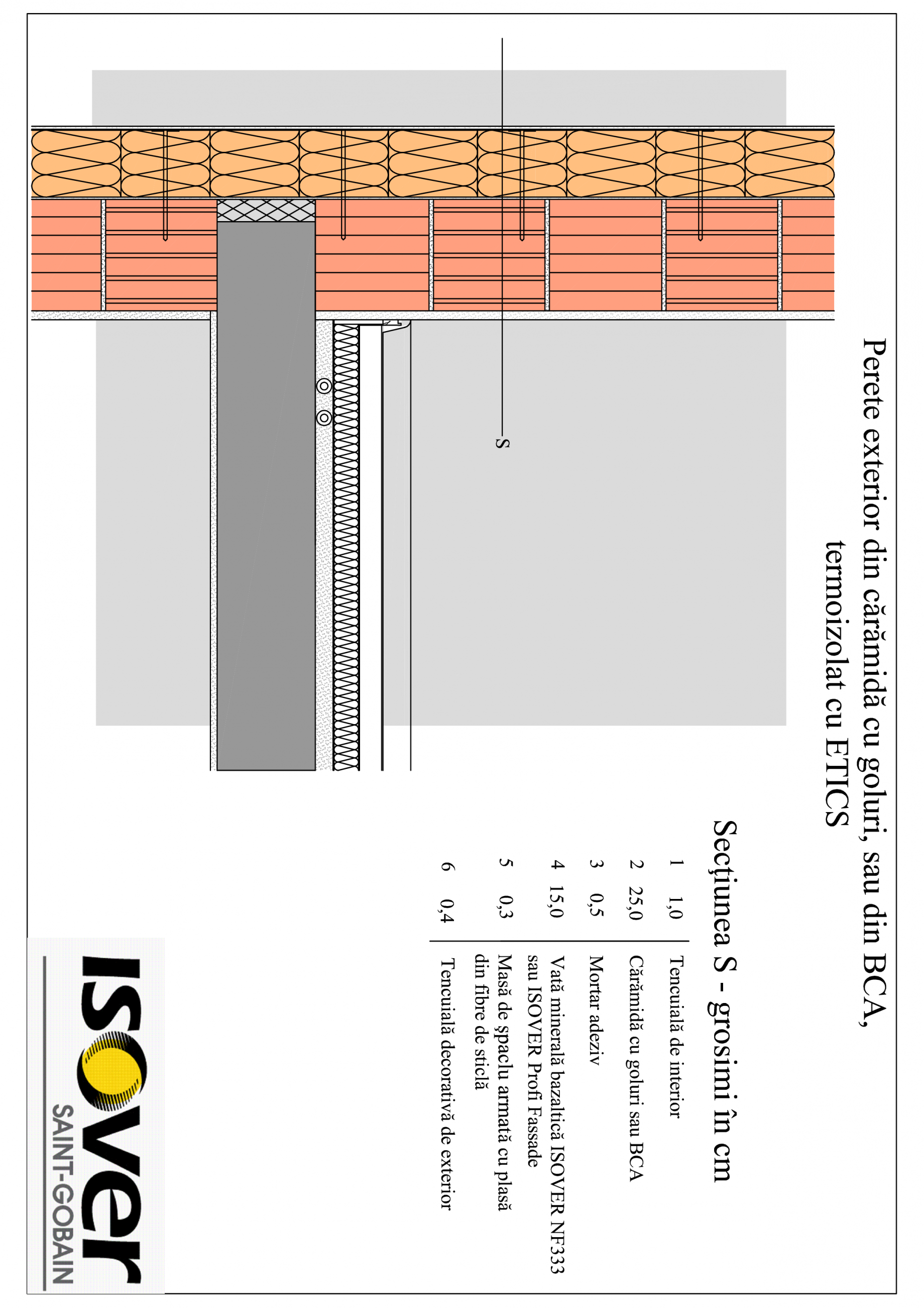 Oppose Arab Sarabo Store CAD-PDF Perete exterior din caramida sau BCA - sistem ETICS ISOVER Detaliu  de montaj