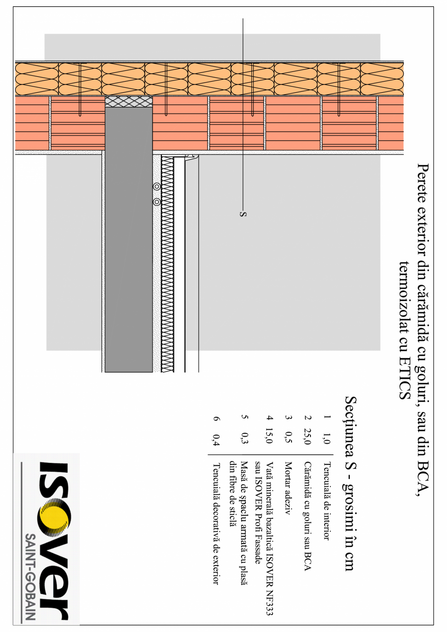 Pagina 1-CAD-PDF Perete exterior din caramida sau BCA - sistem ETICS ISOVER Detaliu de montaj 