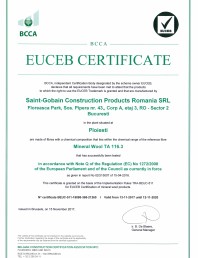 Certificat EUCEB pentru vata minerala bazaltica