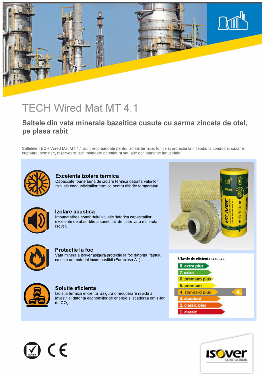 Pagina 1-Saltele din vata minerala bazaltica cusute cu sarma zincata de otel, pe plasa rabit ISOVER TECH...