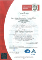 Certificat ISO 14001:2016 ISOVER