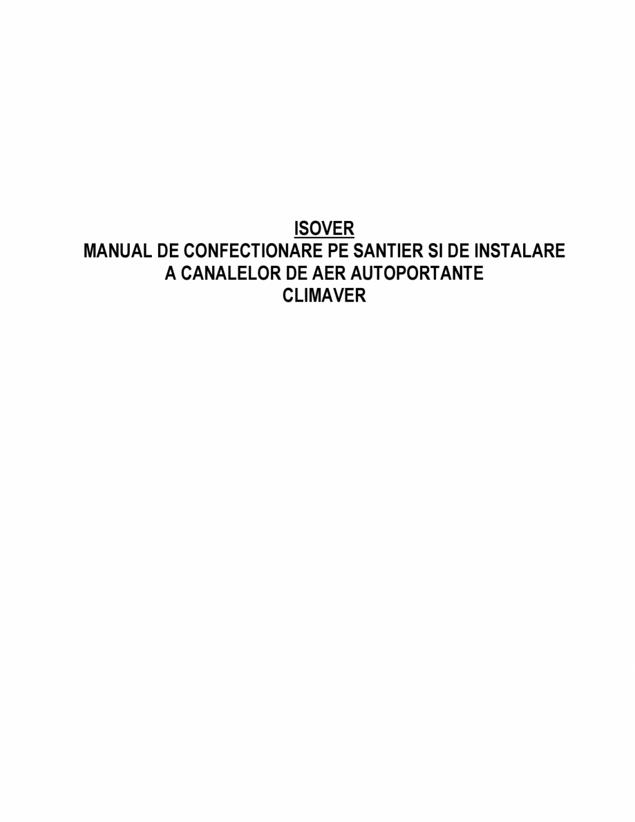 Pagina 1-Manual de instalare a canalelor de aer autoportante Climaver ISOVER Climaver A2 Neto, Climaver A2...