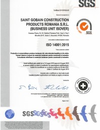 Certificat ISO 14001:2015 pentru vata minerala bazaltica