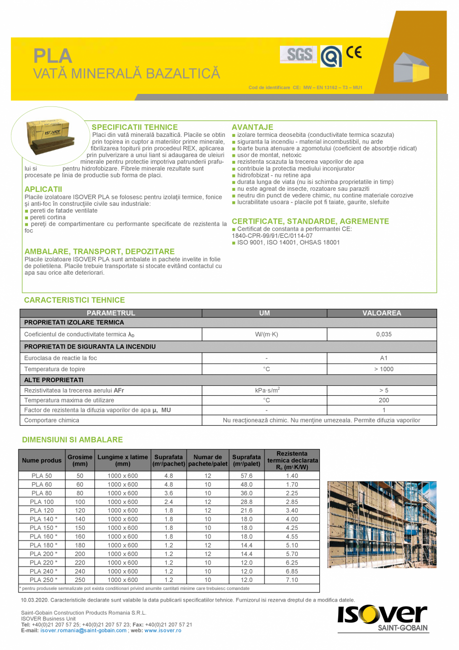 Pagina 1-VATA MINERALA BAZALTICA ISOVER PLA Fisa tehnica Romana –

-

-

-

-

-

-

-

-

-

-

-

–
...