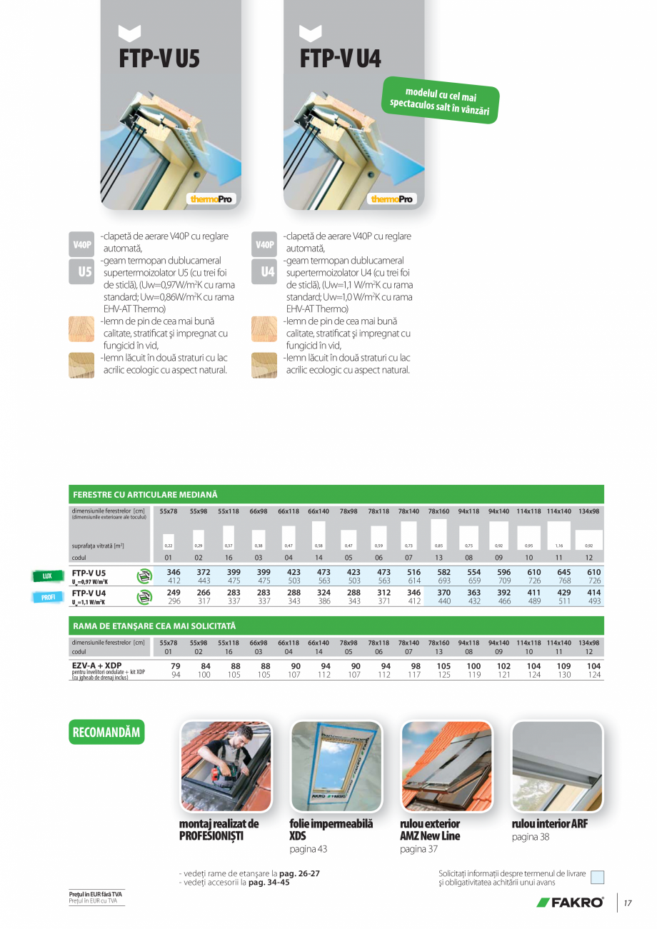 Pagina 16-Lista de preturi ferestre de mansarda FAKRO Catalog, brosura Romana ﬁcientă datorită
faptului...