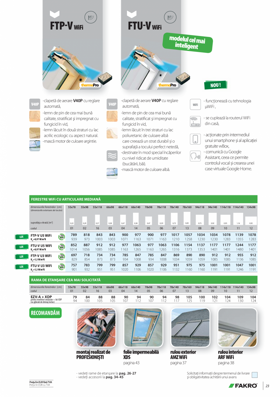 Pagina 22-Lista de preturi ferestre de mansarda FAKRO Catalog, brosura Romana emului de ventilaţie...