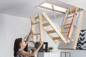 Scari modulare pliabile din lemn, pentru acces la pod FAKRO