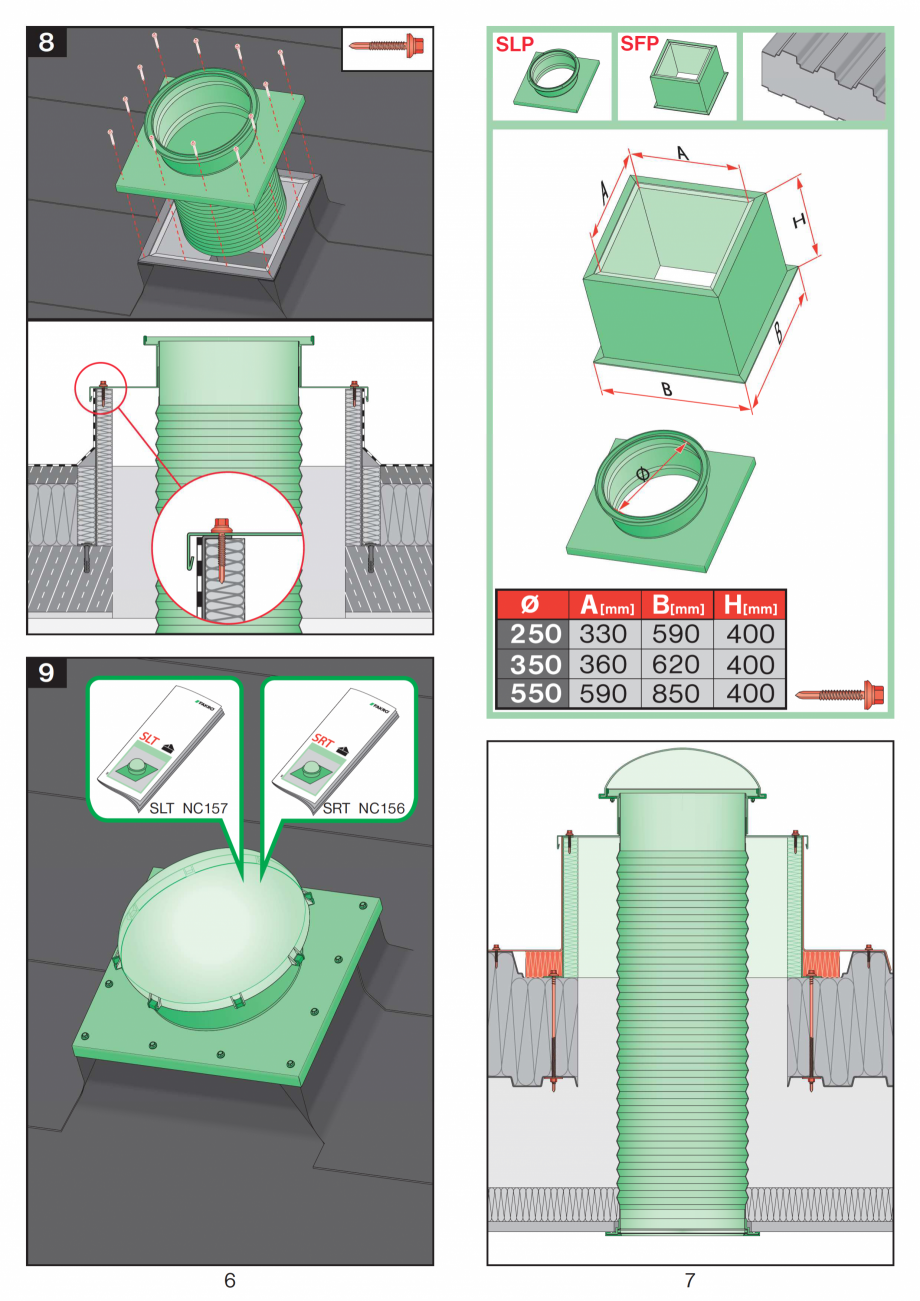 Pagina 4-Instructiuni montaj pentru tunele de lumina  FAKRO SRT Instructiuni montaj, utilizare Romana 