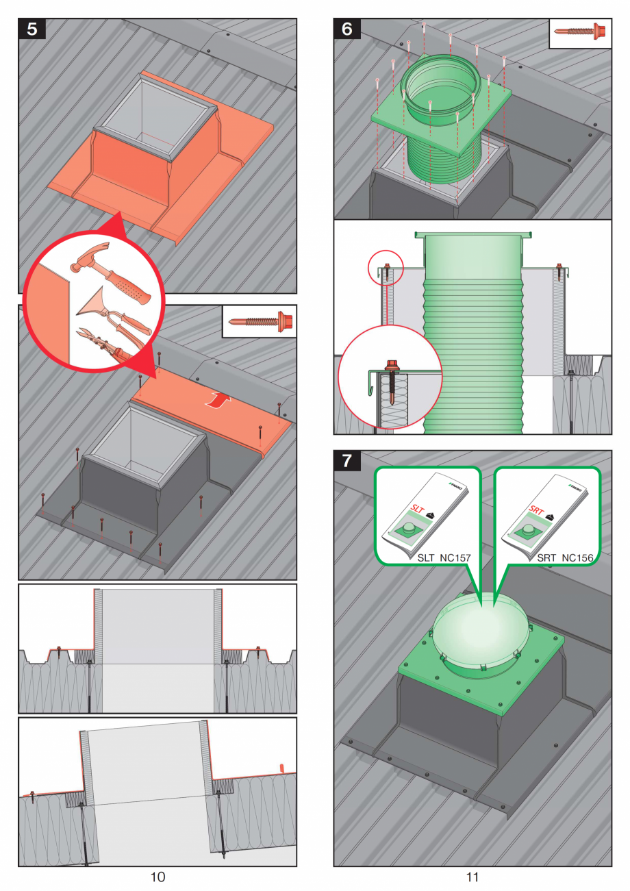 Pagina 6-Instructiuni montaj pentru tunele de lumina  FAKRO SRT Instructiuni montaj, utilizare Romana 