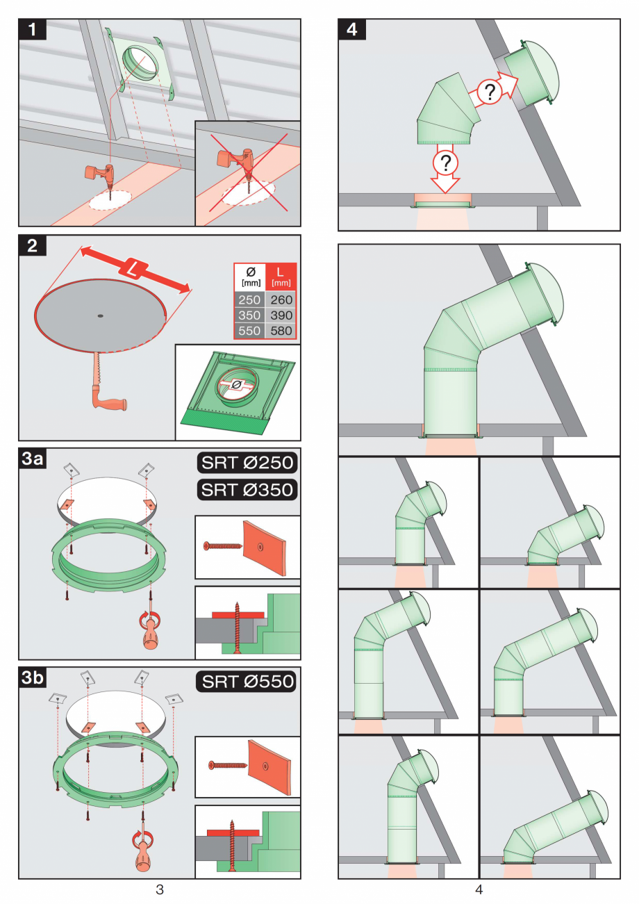 Pagina 2-Instructiuni montaj pentru tunele de lumina - diametre 250,350,550 mm FAKRO SRT Instructiuni montaj,...