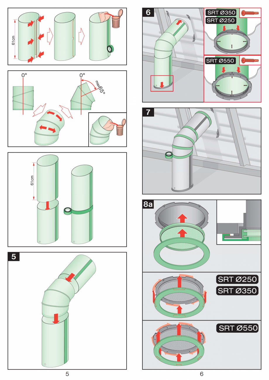 Pagina 3-Instructiuni montaj pentru tunele de lumina - diametre 250,350,550 mm FAKRO SRT Instructiuni montaj,...