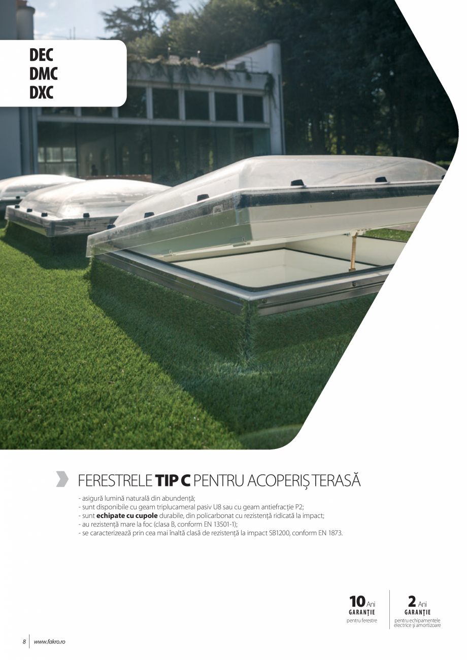 Pagina 8-Lista de preturi ferestre pentru acoperis terasa FAKRO Catalog, brosura Romana e sticlă nu...