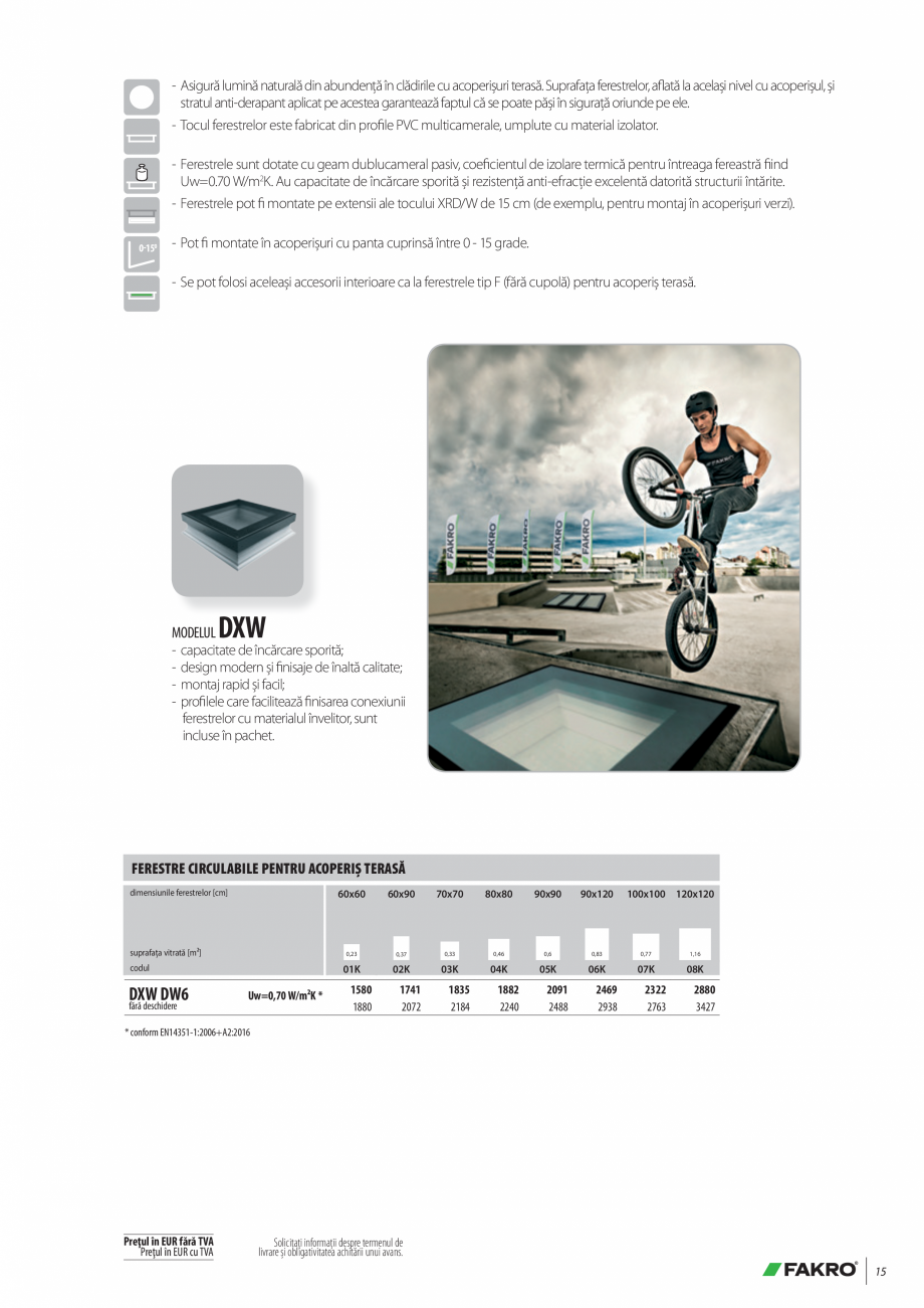 Pagina 15-Lista de preturi ferestre pentru acoperis terasa FAKRO Catalog, brosura Romana  acționare a...