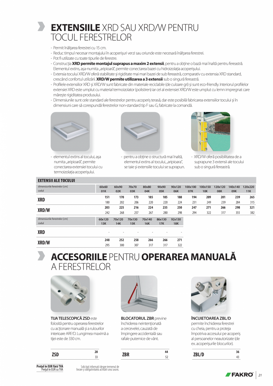 Pagina 21-Lista de preturi ferestre pentru acoperis terasa FAKRO Catalog, brosura Romana onform EN1873:2014
-	...