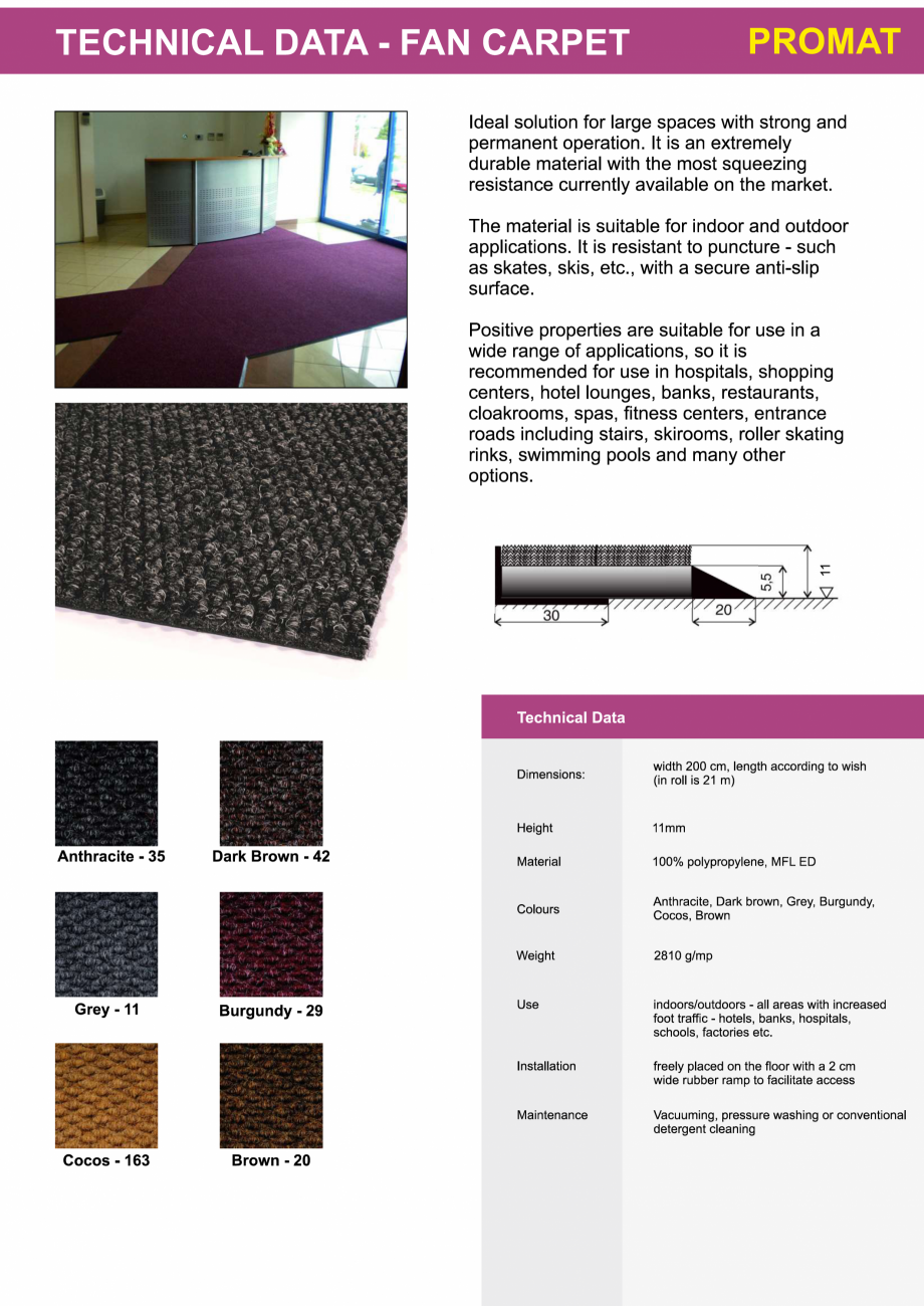 Pagina 1-Stergatoare profesionale din polipropilena  PROMAT FAN Fisa tehnica Engleza 