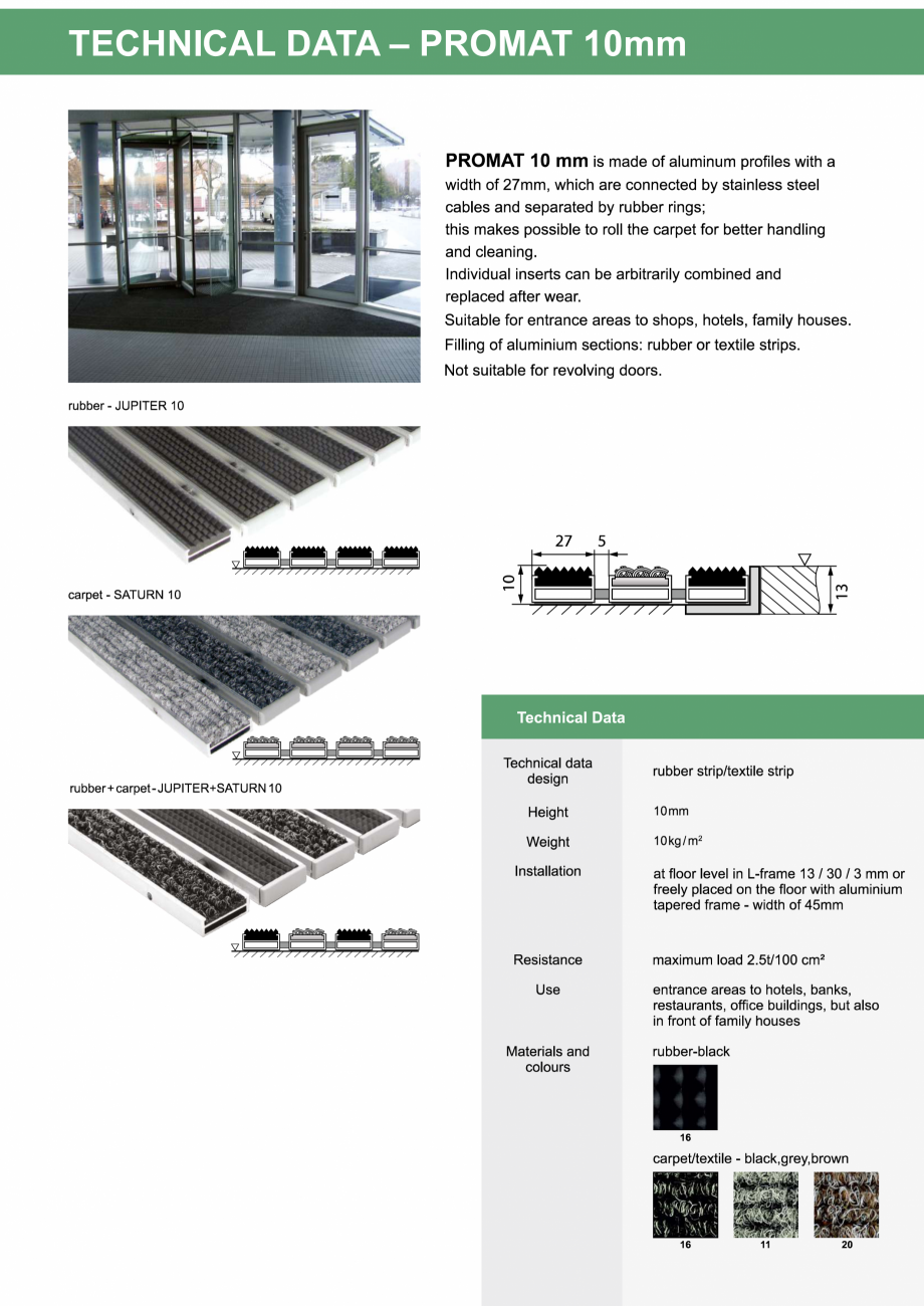 Pagina 1-Stergatoare profesionale din profile din aluminiu PROMAT 10 Fisa tehnica Engleza 