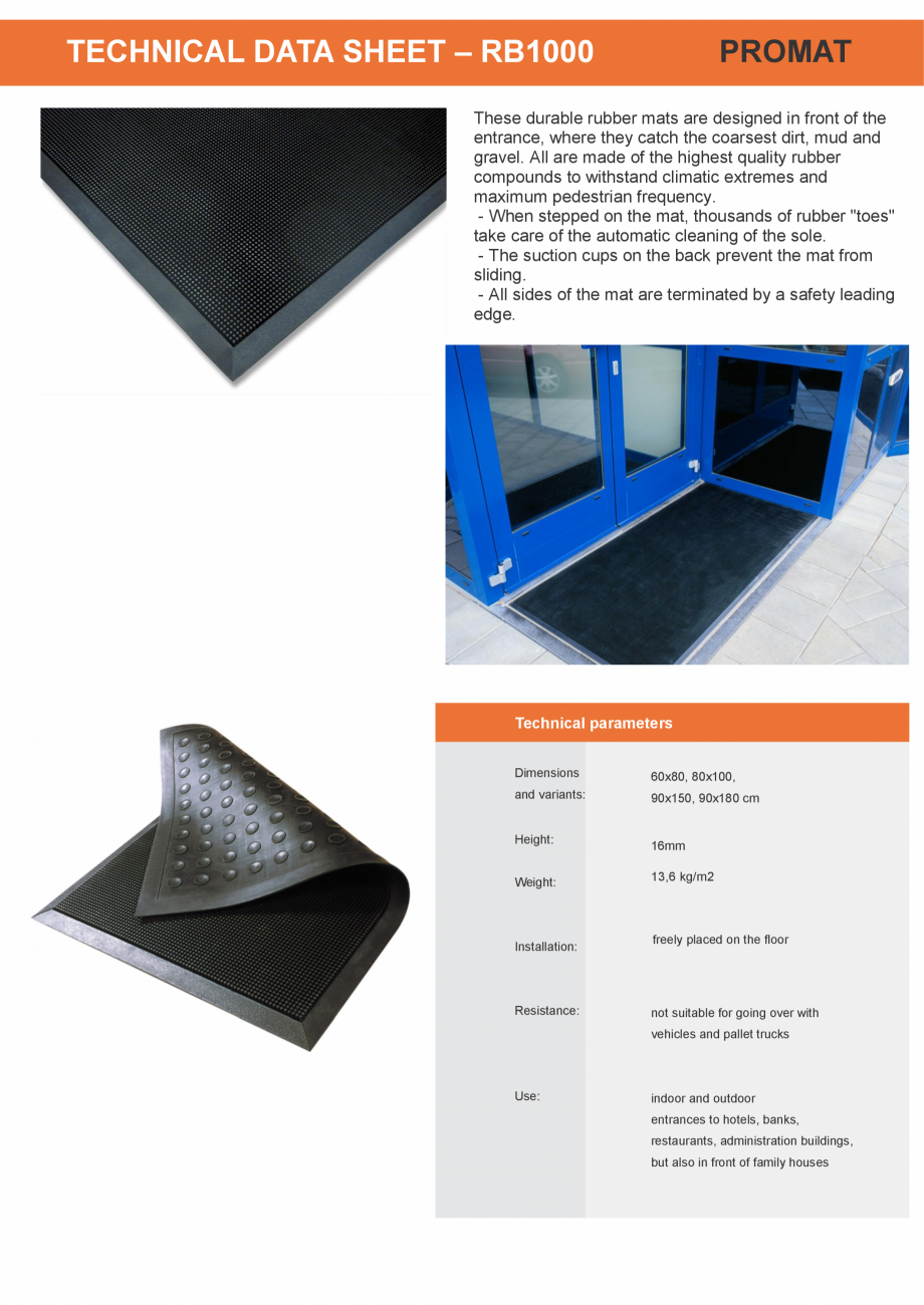 Pagina 1-Stergatoare profesionale din cauciuc PROMAT RB1000 Fisa tehnica Engleza TECHNICAL DATA SHEET –...