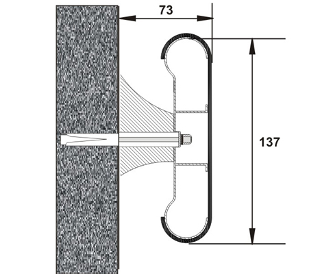 PROTEK Protectie cu mana curenta pentru pereti - detaliu latime 137 mm - Profile de protectie