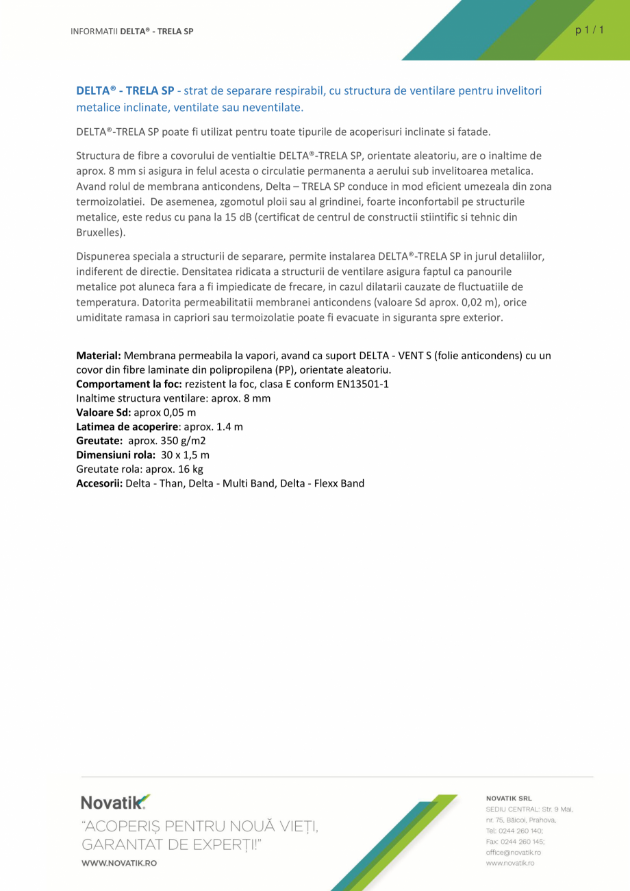 Pagina 1-Strat de separare respirabil, cu structura de ventilare pentru invelitori metalice inclinate,...