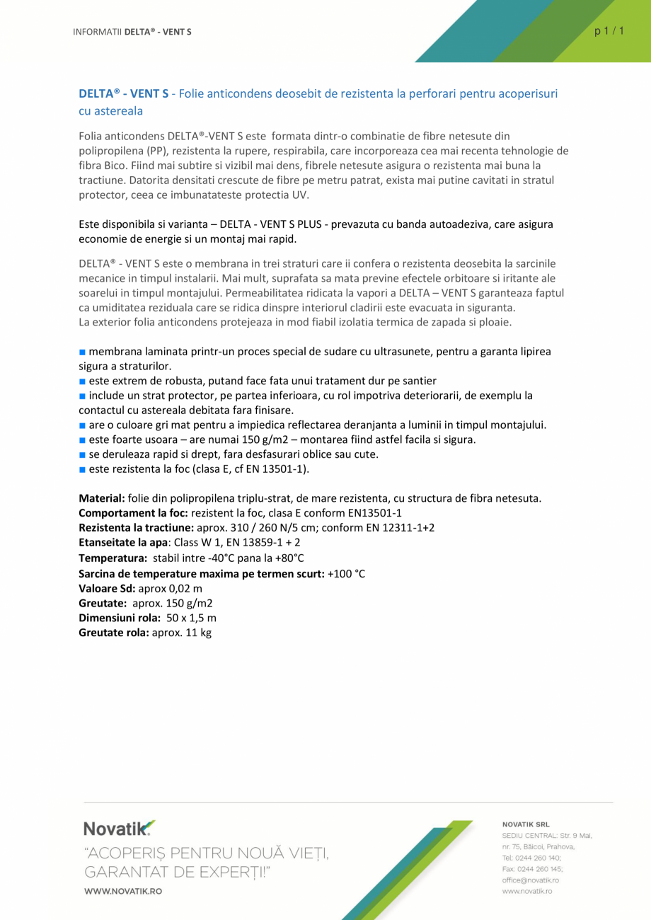 Pagina 1-Folie anticondens deosebit de rezistenta la perforari pentru acoperisuri cu astereala DELTA VENT S...