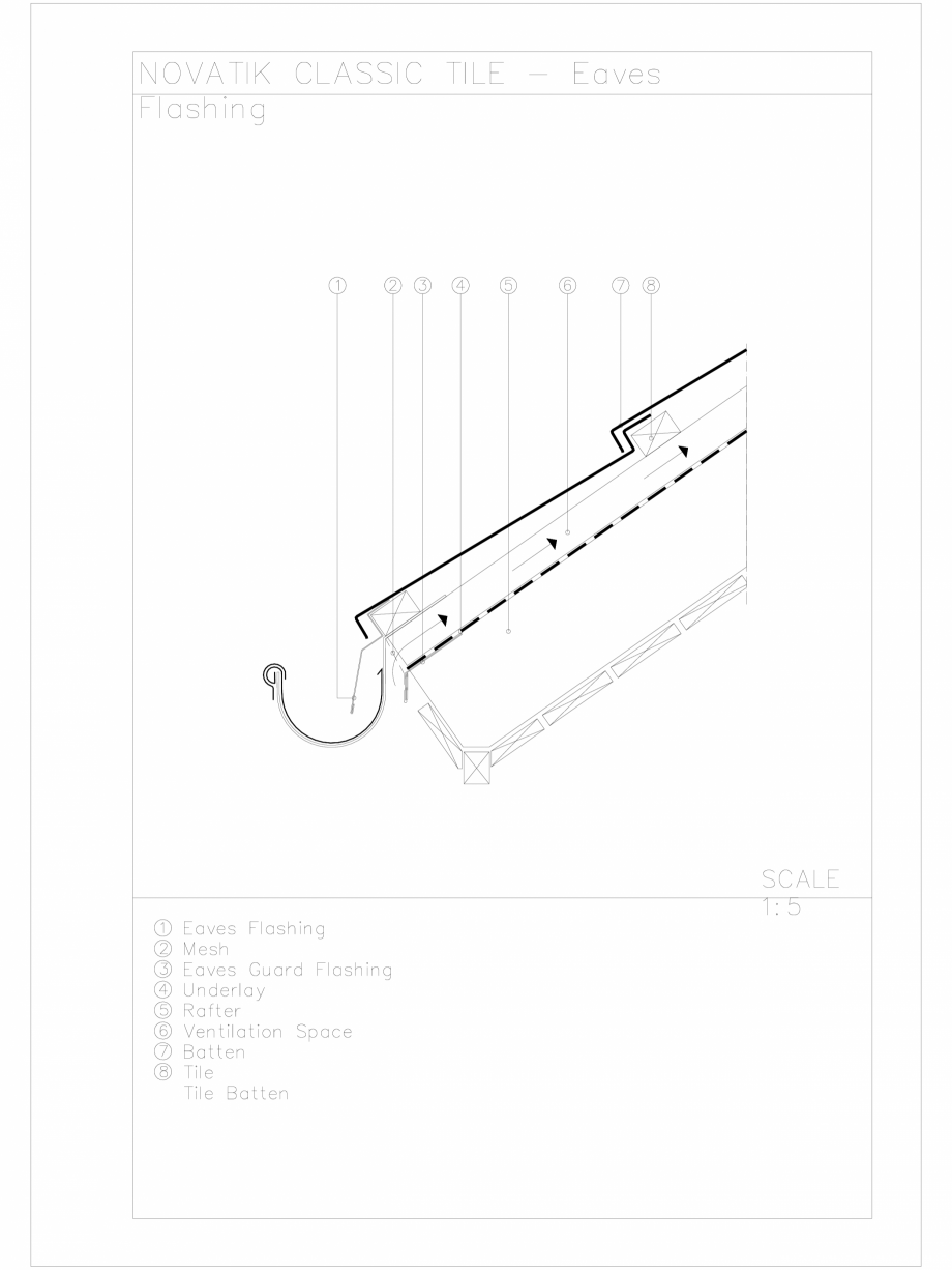 Pagina 1-CAD-DWG Novatik Classic Tile _ 01 Eaves Flashing NOVATIK | METAL Detaliu de produs 