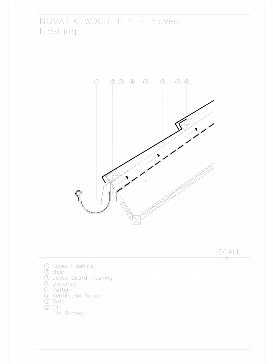 Pagina 1-CAD-DWG Novatik Wood Tile _ 01 Eaves Flashing NOVATIK | METAL Detaliu de produs 