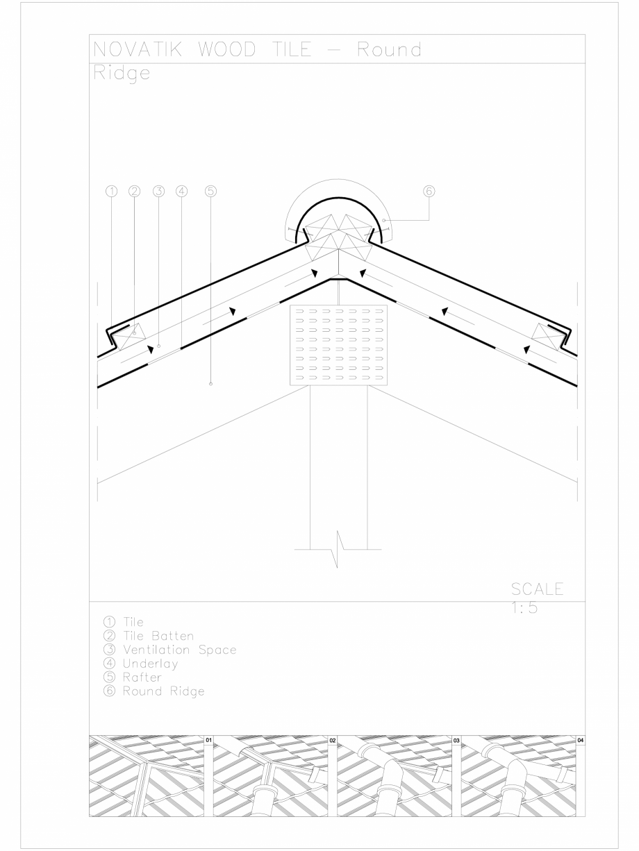 Pagina 1 - CAD-DWG Novatik Wood Tile _ 04 Ridge_Round NOVATIK | METAL Detaliu de produs 