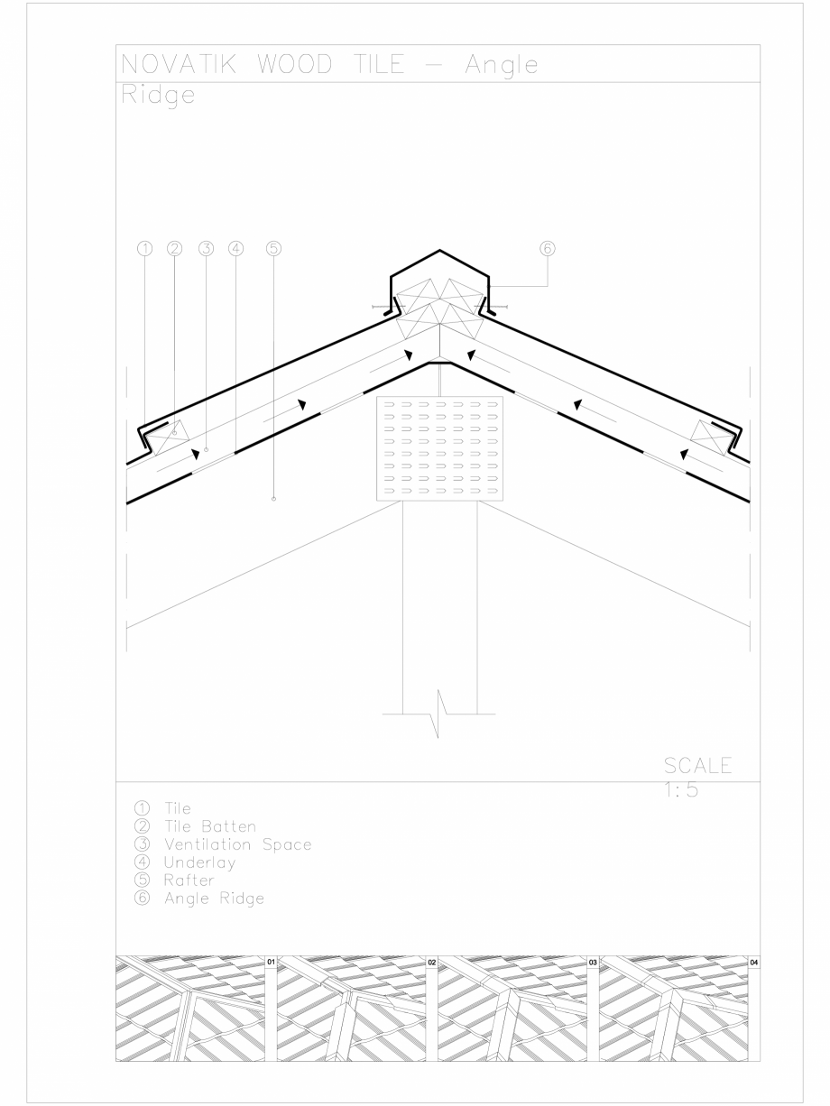 Pagina 1 - CAD-DWG Novatik Wood Tile _ 04 Ridge_Angle NOVATIK | METAL Detaliu de produs 