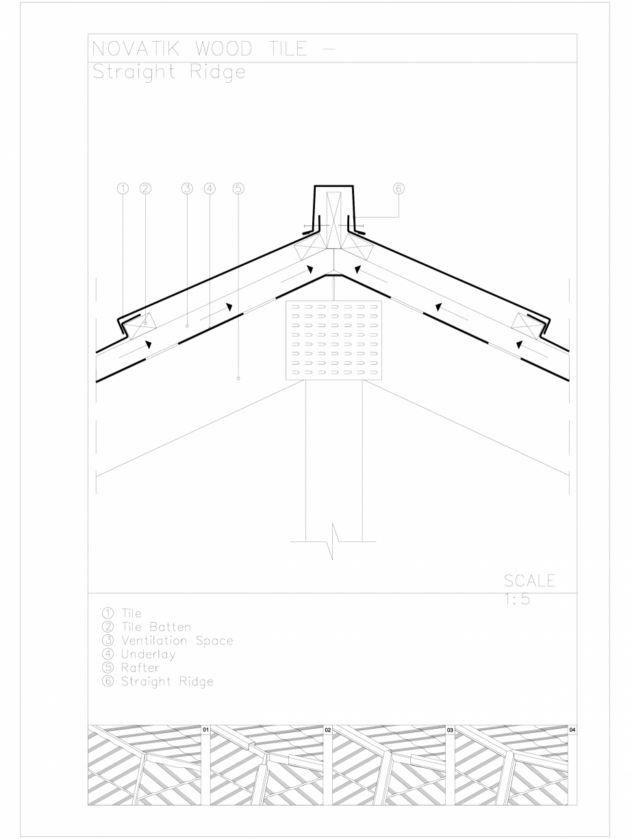 Pagina 1 - CAD-DWG Novatik Wood Tile _ 04 Ridge_Straight NOVATIK | METAL Detaliu de produs 
