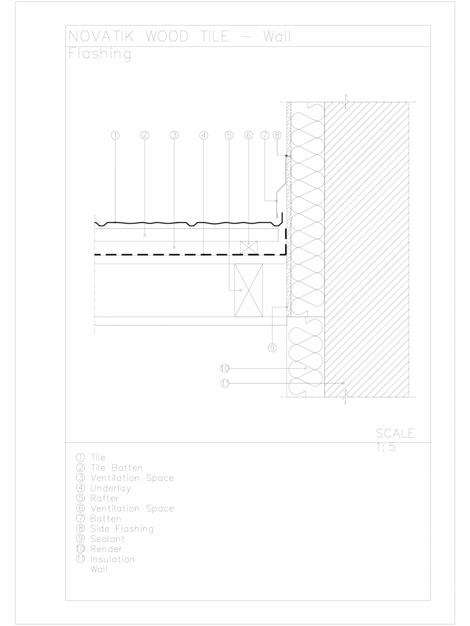 Pagina 1-CAD-DWG Novatik Wood Tile _ 08 Wall Flashing 1 NOVATIK | METAL Detaliu de produs 