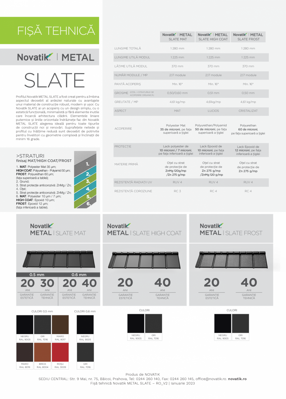 Pagina 1-Ţiglă metalică cu aspect de ardezie sau șindrilă NOVATIK | METAL SLATE Fisa tehnica Romana...