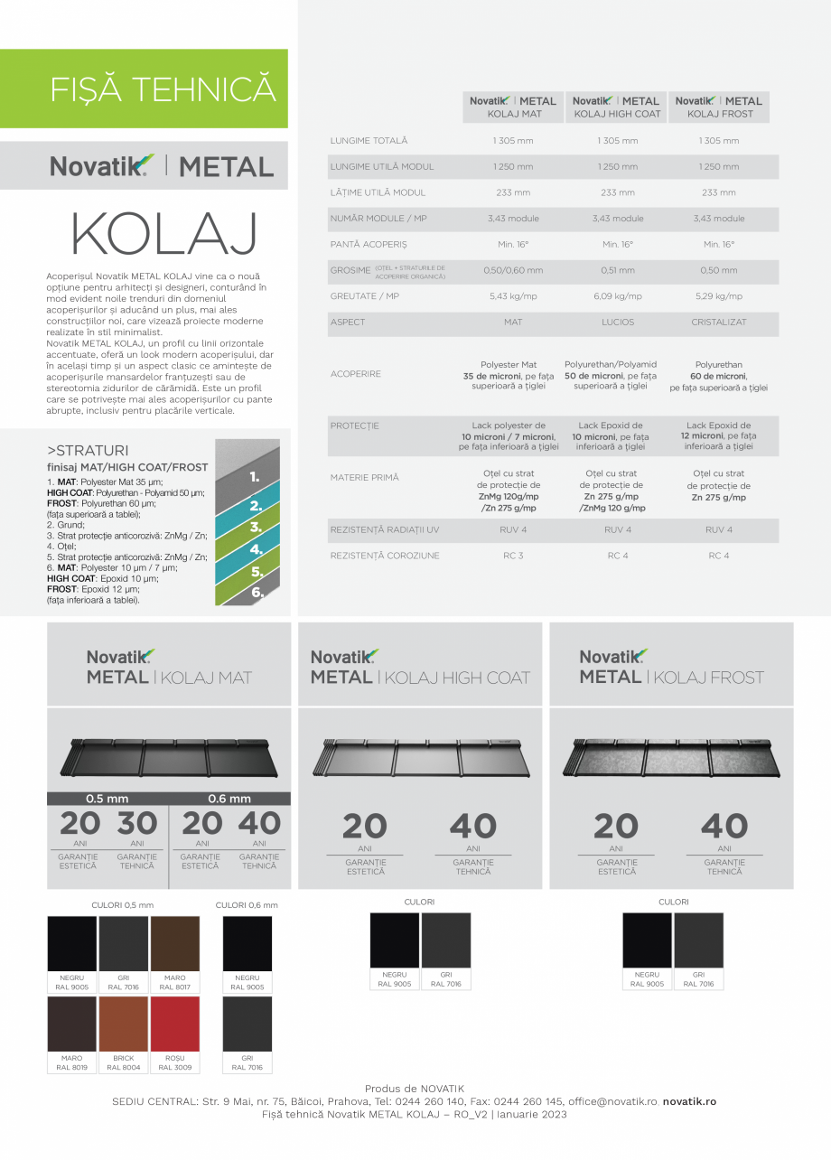 Pagina 1-Ţiglă metalică cu aspect de ardezie sau șindrilă NOVATIK | METAL KOLAJ Fisa tehnica Romana...