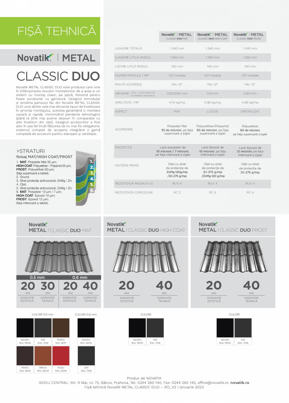 Pagina 1 - Ţiglă metalică cu aspect de ardezie sau șindrilă NOVATIK | METAL CLASSIC DUO Fisa...