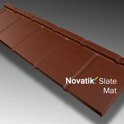 NOVATIK | METAL Novatik Slate - Brown MAT - Ţiglă metalică cu aspect de ardezie sau