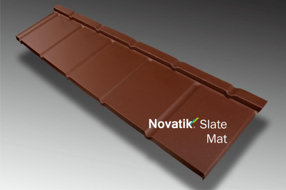 NOVATIK | METAL Novatik Slate - Brown MAT - Ţiglă metalică cu aspect de ardezie sau