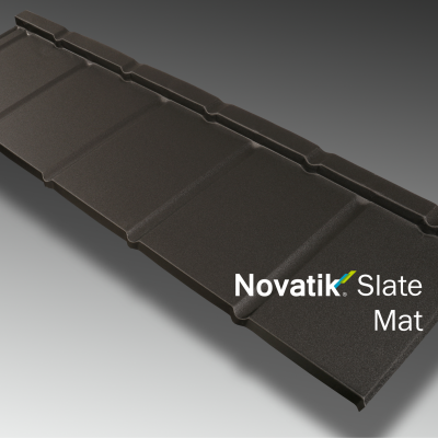 NOVATIK | METAL Novatik Slate - Black MAT - Ţiglă metalică cu aspect de ardezie sau