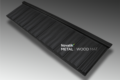 Novatik METAL WOOD MAT_Black 9005 WOOD Tigla metalica cu aspect de ardezie sau sindrila 