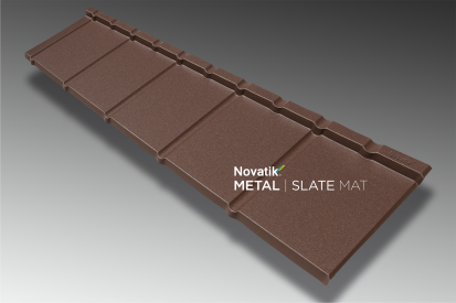 Novatik METAL SLATE MAT_Brown 8017 SLATE Tigla metalica cu aspect de ardezie sau sindrila 