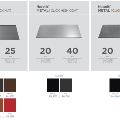 NOVATIK | METAL Culori – Novatik CLICK - Tablă prefălțuită pentru acoperișuri fălțuite NOVATIK | METAL