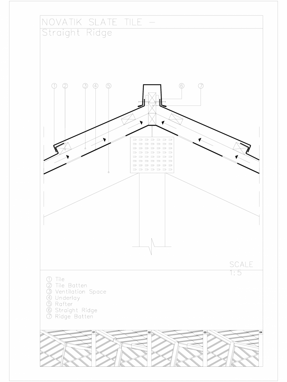 Pagina 1-CAD-DWG Novatik Slate Tile - Ridge Straight Novatik NATURA Detaliu de produs 
