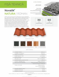 Țiglă metalică cu acoperire de rocă vulcanică Novatik NATURA