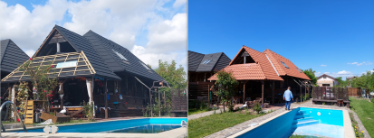 Before - After - renovare Natura Wood - Crevedia WOOD Tigle metalice cu acoperire de roca