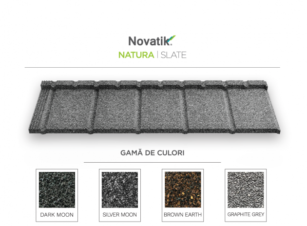 Schiță dimensiuni Țigle metalice cu acoperire de rocă vulcanică Novatik NATURA | SLATE 