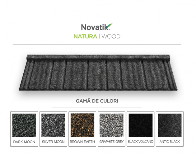 Schiță dimensiuni Țigle metalice cu acoperire de rocă vulcanică Novatik NATURA | WOOD